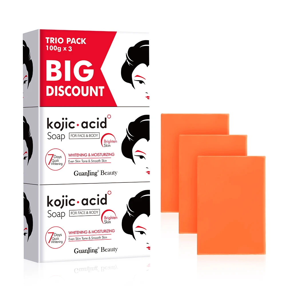 

Guanjing Kojic acid Soap Use to Whitening Moisturizing Face and Body Even Skin Tone 7 Days Quick Whitening Kojic Acid Soap