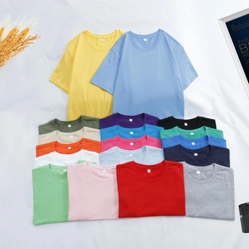 

Factory Cheap Price Women 100% Cotton Overside Tshirt Custom Blank T-shirt, White,yellow,red,pink,black,orange,green,rose red,gray,blue,sky blue