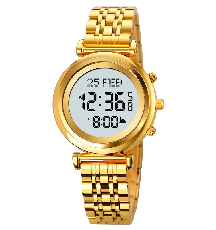 

Brand New Skmei 1892 Muslim Prayer Digital Watch Fashion High Quality Qibla Azan Golden Watches