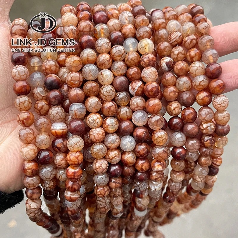 

Wholesale 6/8/10/12mm Natural Stone Beads Round Loose Beads Dyed Color Coffee Fire Agate For Jewelry Making