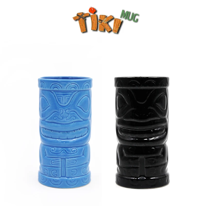 

Stoneware Tiki Mugs Set Ceramic Toscano Lono Tiki cup mug set Cocktail glassfor Mai Tai Punch Pina Colada and Tropical bar Drink