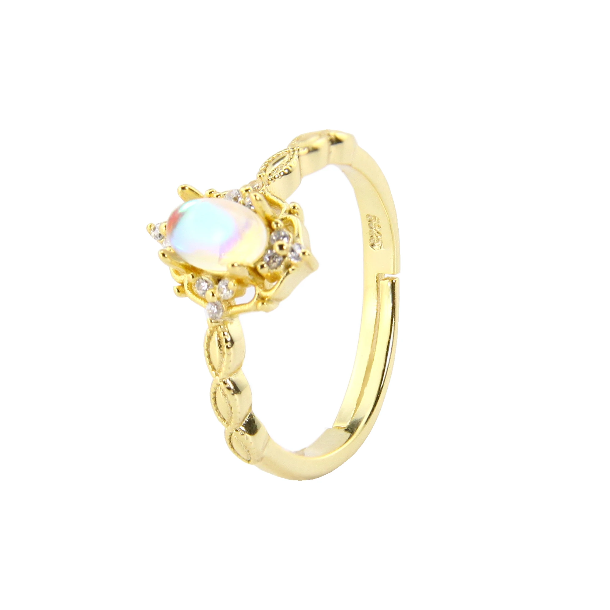 

Moonstone Ring 925 Sterling Silver 14k gold plated Jewelry Silver Wedding Engagement Ring