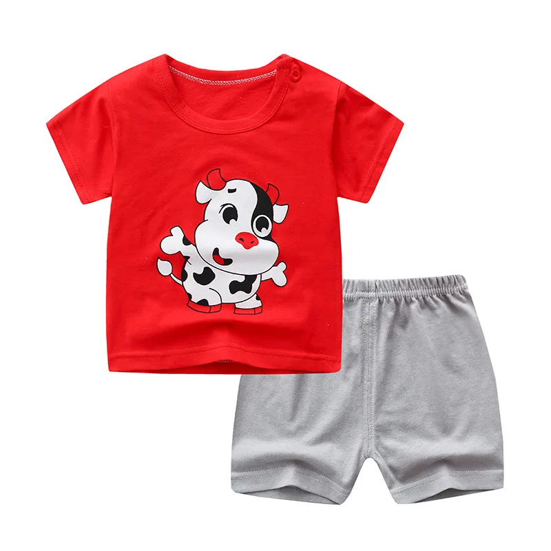 

Children's short-sleeved summer boys half-sleeved children's clothing cotton baby girls shorts 2021 new baby summer clothing