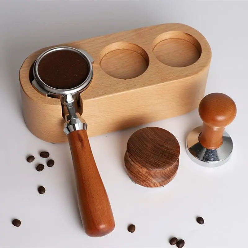 

Coffee Filter Tamper Holder Solid Wood Espresso Tamper Mat Stand Coffee Maker Support Base Rack Coffee Accessories For Barista, Wood natural color