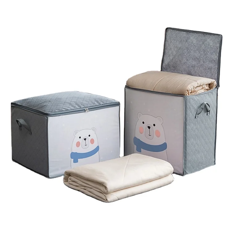 

Logo Folding Pillow Quilt Blanket Wardrobe Move Home Accessories Closet Cartoon Portable Box Clothes Organizer Storage Bag