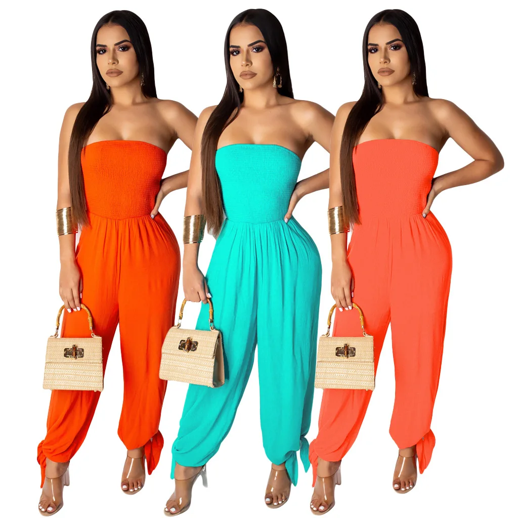 

Jumpsuit women 2021 summer off shoulder rompers womens jumpsuit plus size jumpsuit