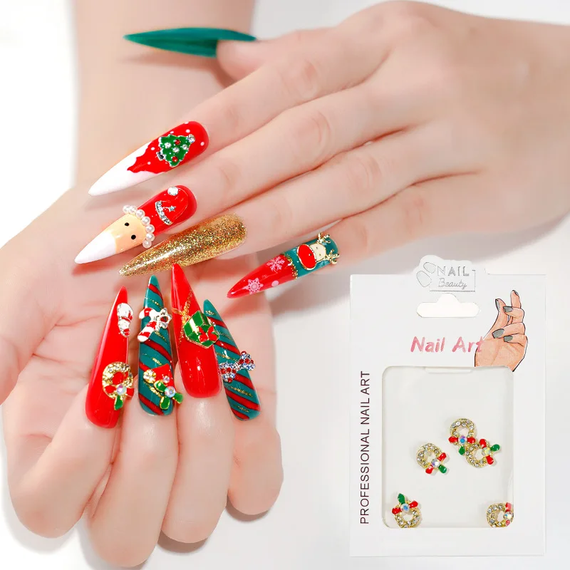 

New Year New Products Nail Art Christmas Alloy Ornaments Snowman Nails DIY Christmas Series Alloy Nail Patches, Multicolor