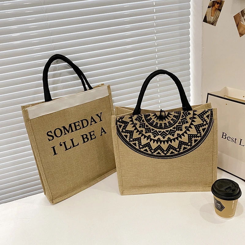 

Wholesale Custom Print Tote Luxury Woman Bag Handbags Shopping Hemp Bag With Logos