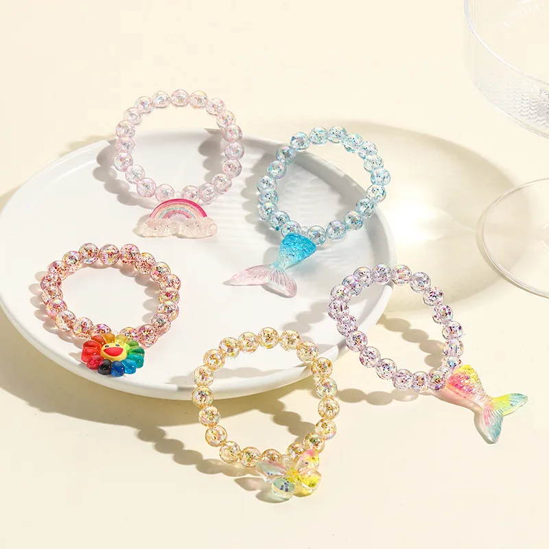 

Crystal bead rainbow children's cartoon bracelet fish tail butterfly bracelet sunflower children's bracelet