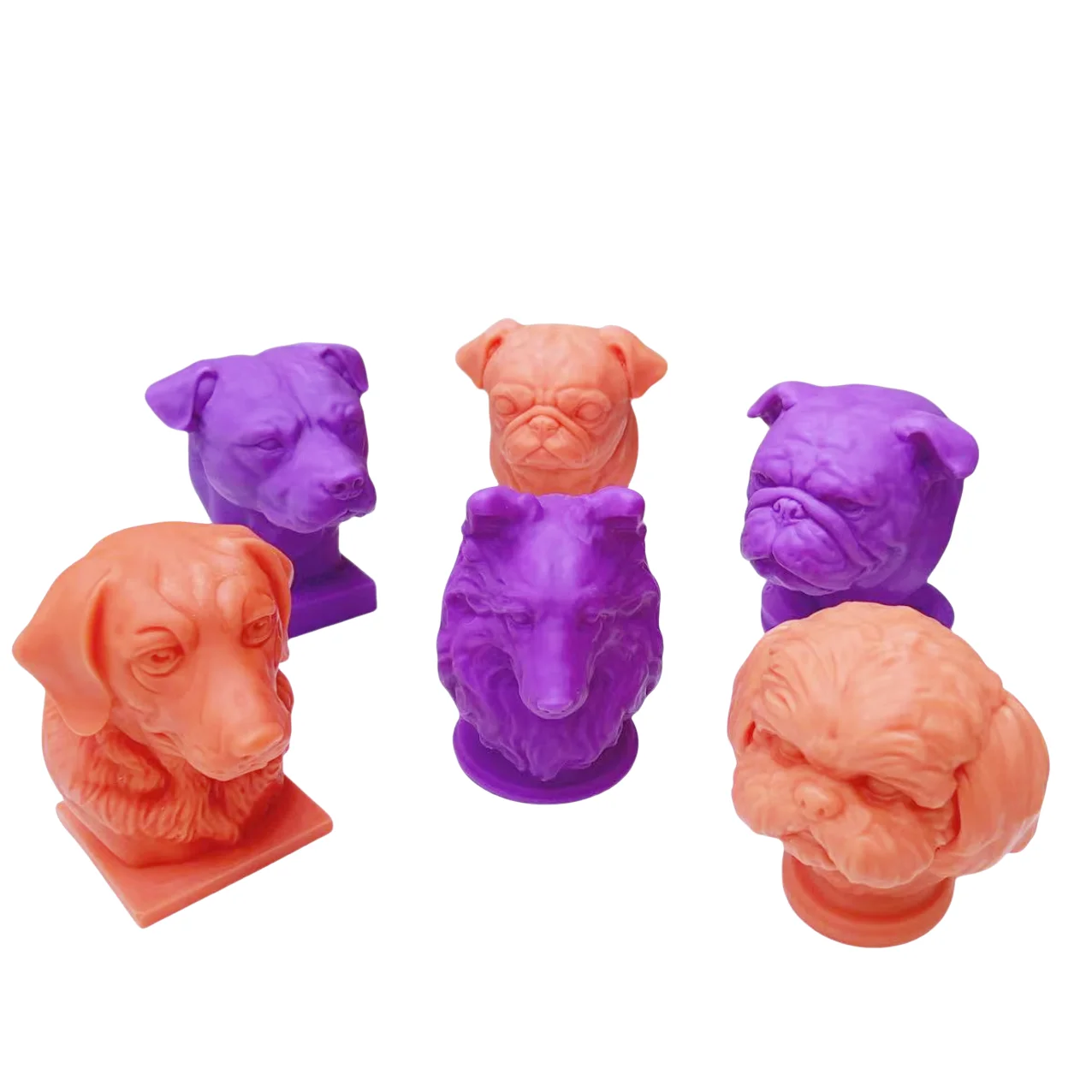New 6 Style Large Pet Dog Head Silicone Candle Mold.Pit Bull.Border Collie Bulldog Khabbat Shih Tzu Resin Gypsum Mold