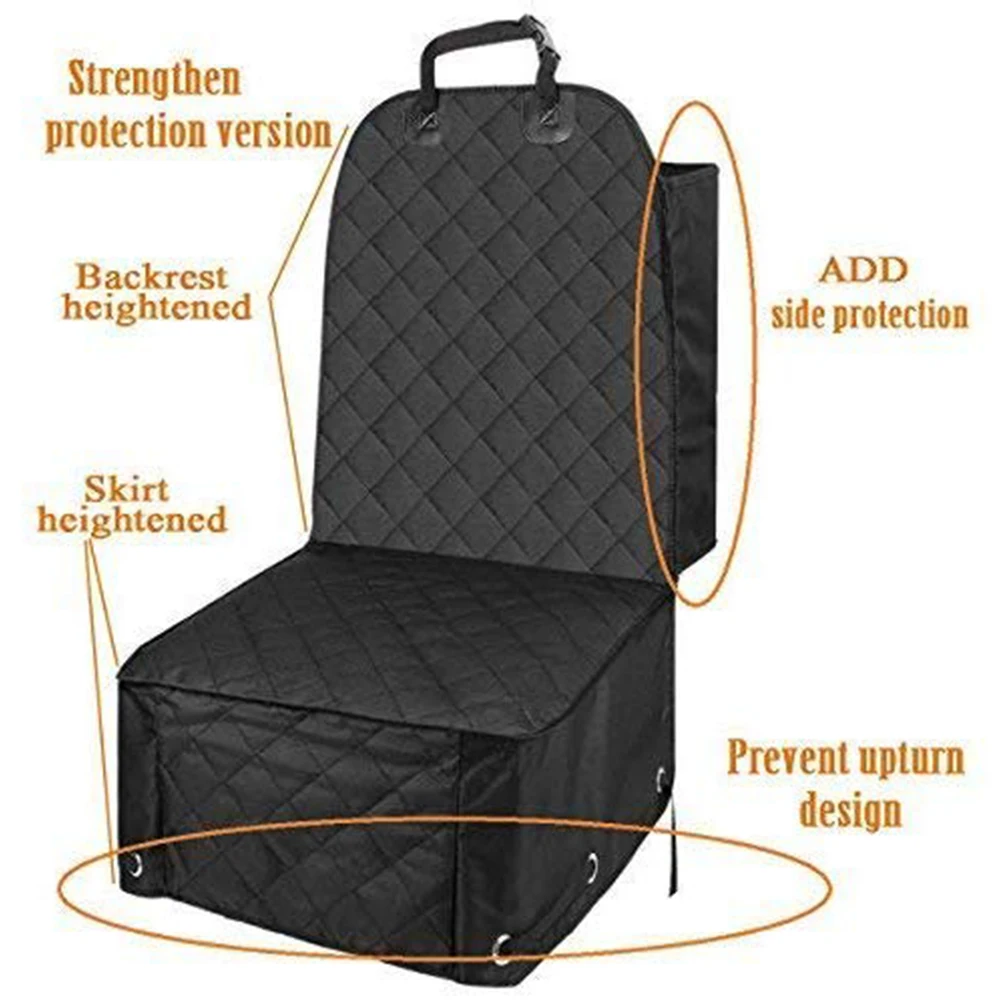 

600D Nonslip Durable Waterproof Foldable Pet Dog Front Car Seat Cover, Black