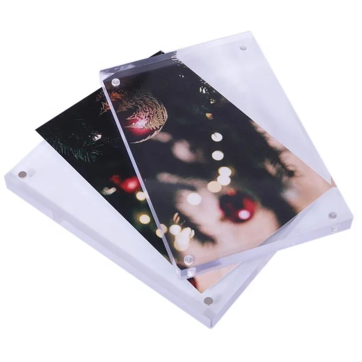 

Wholesale 10x15cm Magnetic Plexiglass Clear Double Side Picture Frame 4R Acrylic Block 6R Acrylic Magnet Photo Frame