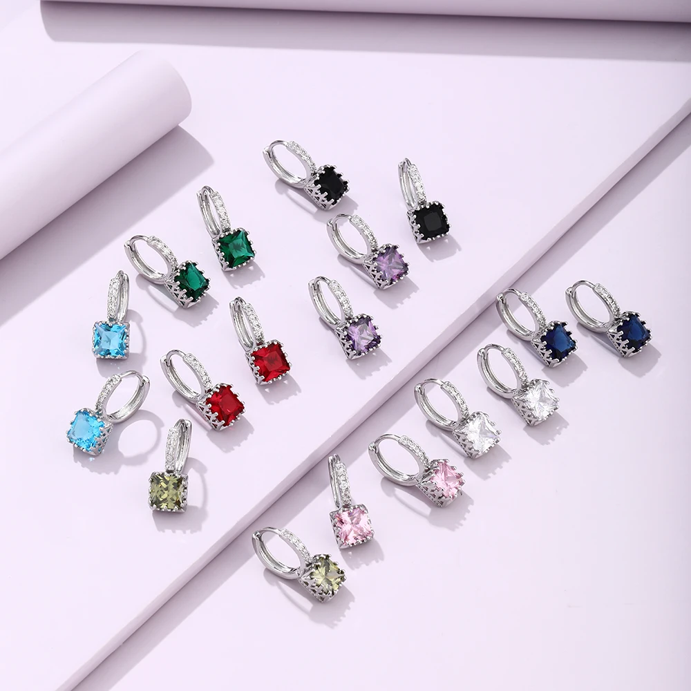 

Amazon Fashion Design Crystal Charm Amethyst Zirconia Stones Gems Drop Jewelry Earring For Women Hoop Earrings