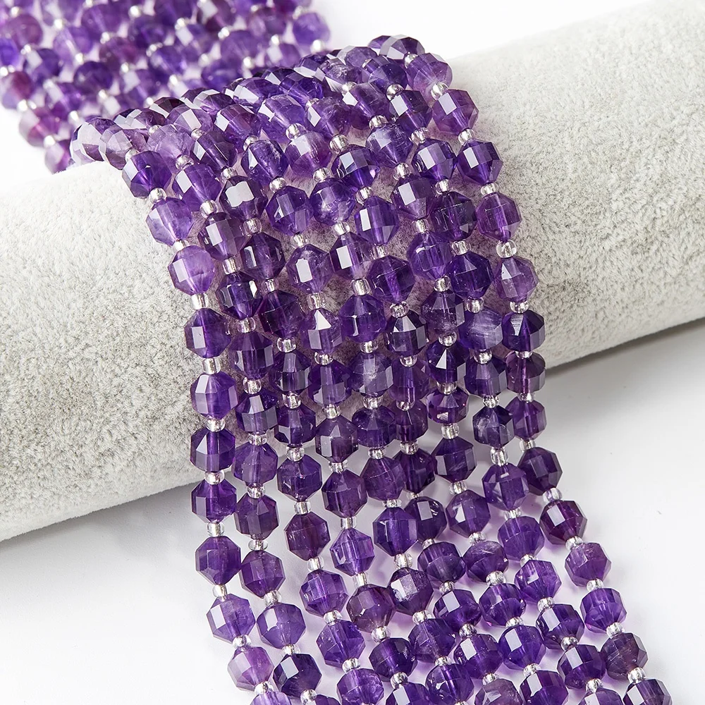 

Luxury Gemstone Amethyst Natural Crystal Lulutong Faceted Rondelle Gemstone Beads For Bracelet Jewelry Making