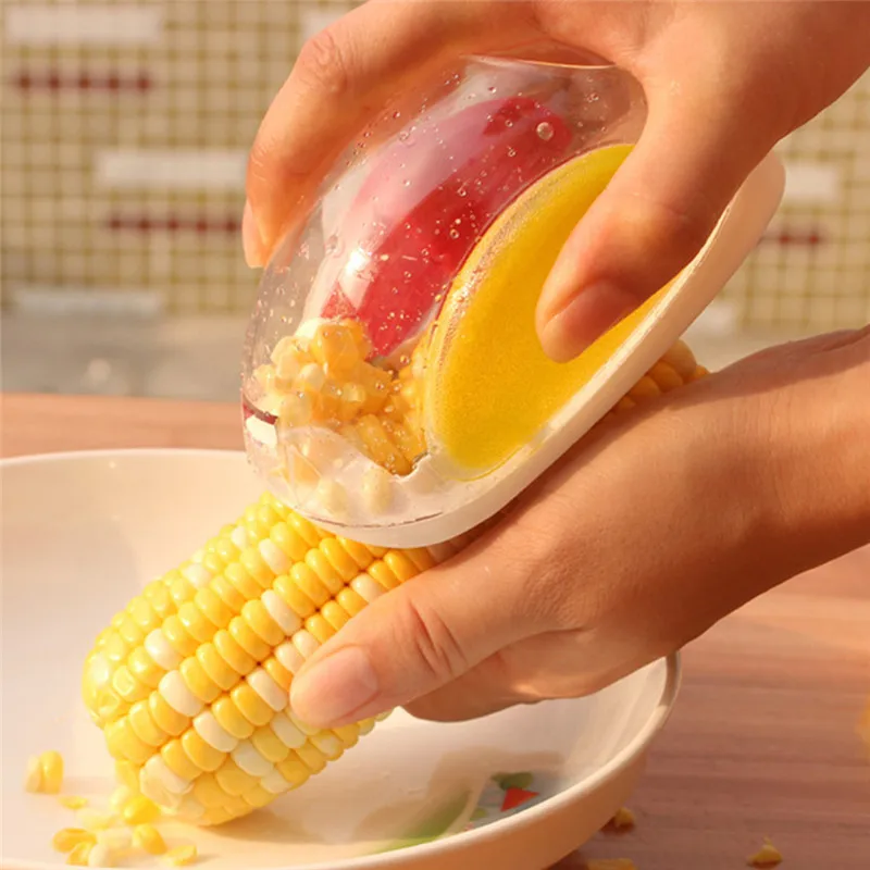 

Cooking Tools Kitchen Cob Remover Kitchen Gadgets Durable Garlic Press Useful Corn Stripper Cutter Corn Shaver Peeler, As photo