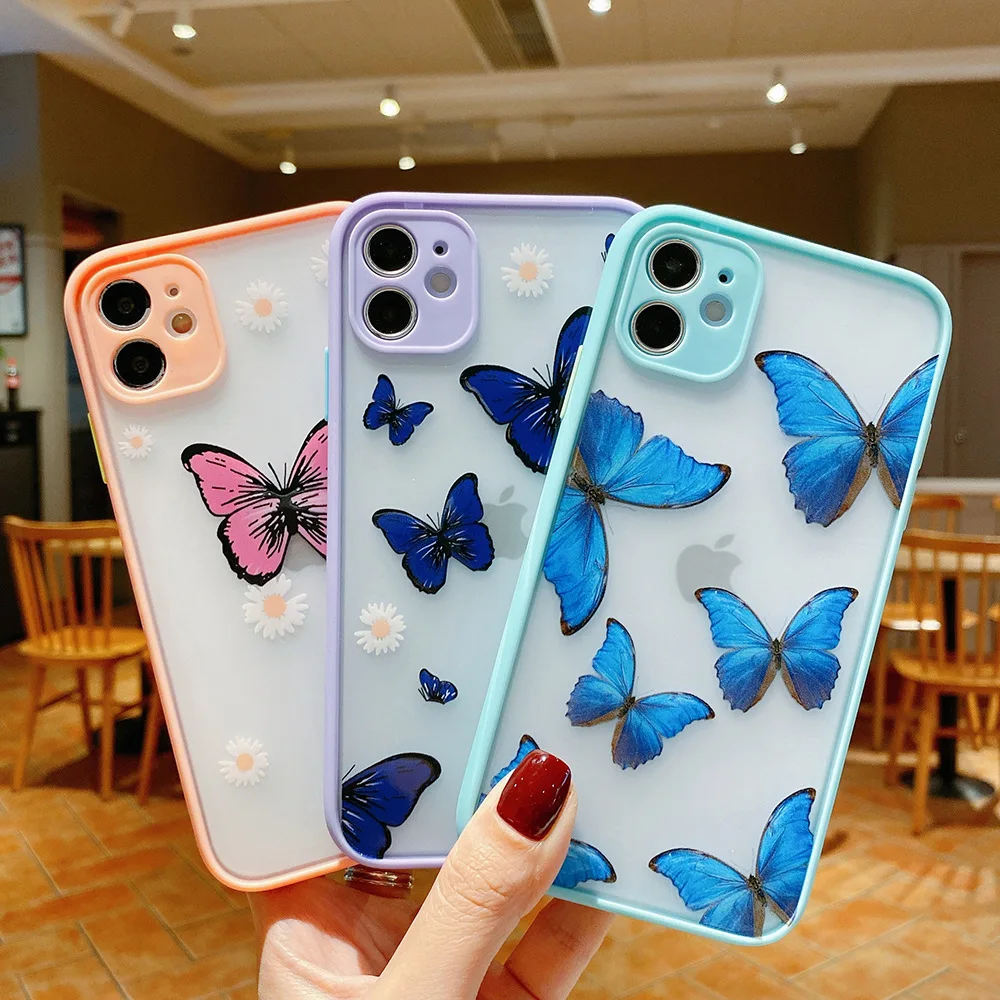 

fashion Beautiful Girl Phone Case Butterfly Phone Case For iPhone 11 12 Pro X XR XS Max 7 8 Plus 7Plus 8Plus Mobile Phone Cover, All color as you choose