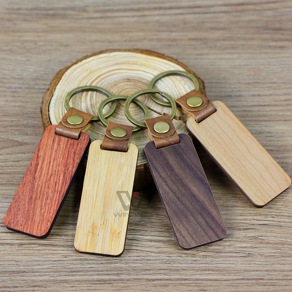 

New Product Online Customization Key Chains Engrave Logo Wood Keyring Blank DIY Acrylic Keychain
