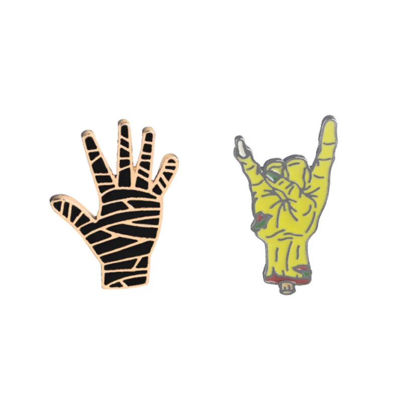 

20535-1-1 European and American personality punk gesture palm creative cowboy jacket dress badge Brooch