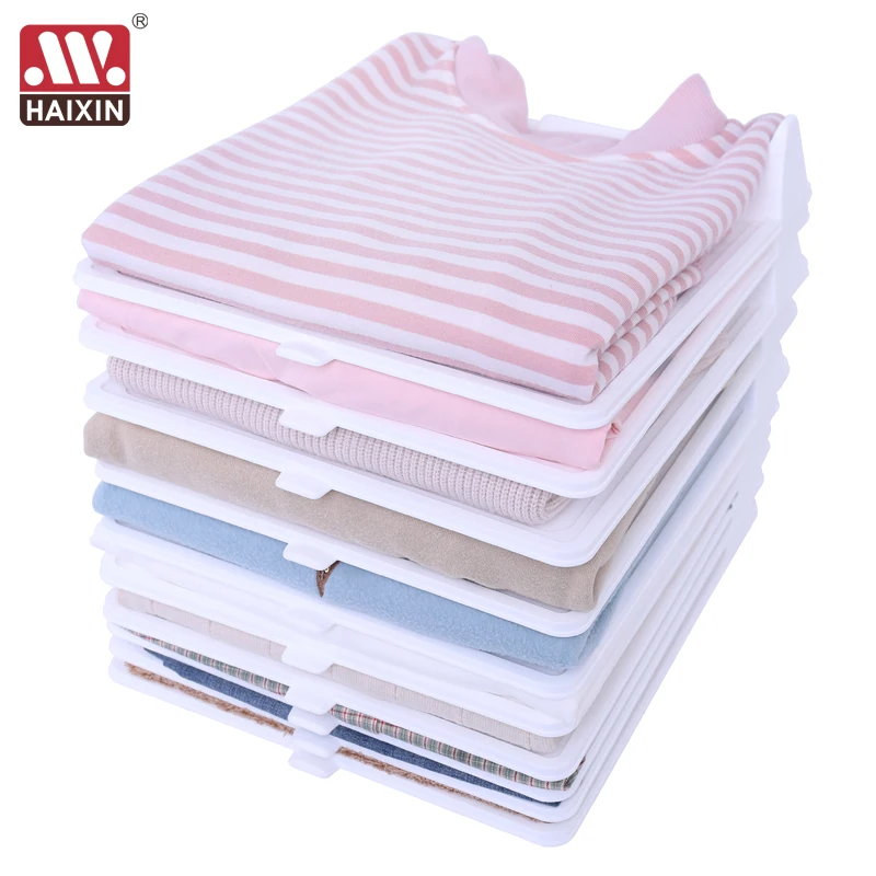 

Haixin 10pcs Wholesale stackable T-shirt folding board plastic dressbook clothing organizer, White