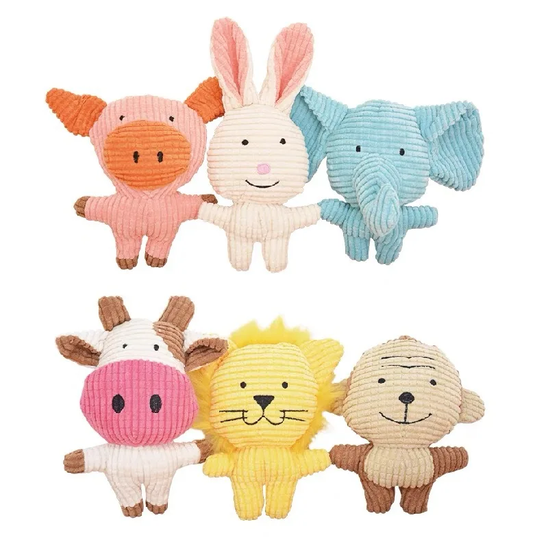 

Wholesale Animal Shaped Plush Toy for Dog Interactive Squeaky Plush Toy, Multi