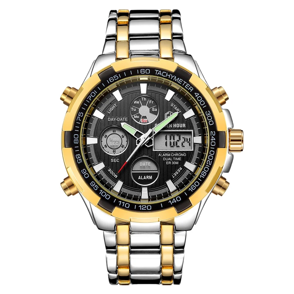 

Relojes Hombre stopwatch top brand luxury 3time GH108 metal wrist men's watch, Multi colors