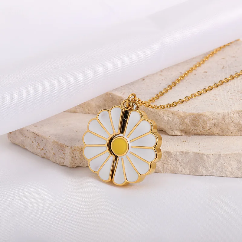 

luxury flower jewelry openable sunflower pendant necklace