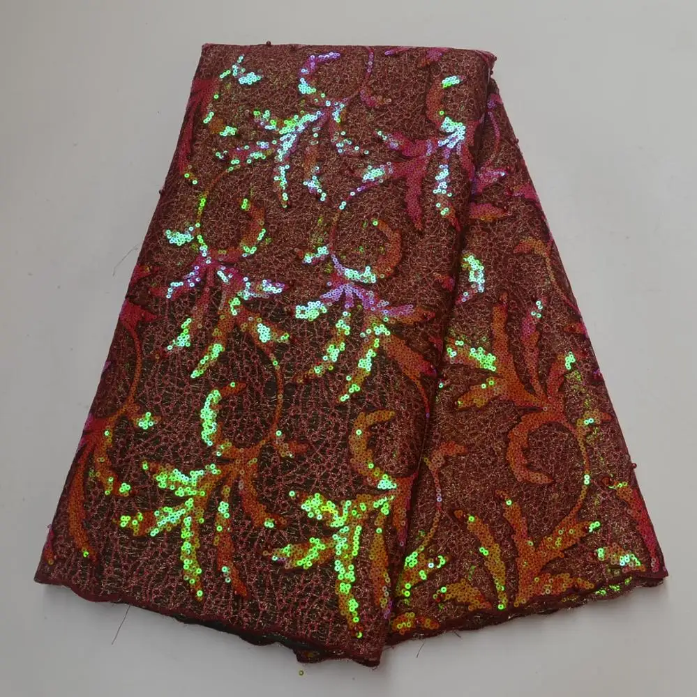 

New fashion double organza fabrics african sequin lace wholesales embroidery party dress lace for women