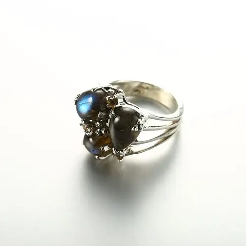 

Fashion Natural Stone Flashy Labradorite Sterling Silver 925 Gemstone Ring