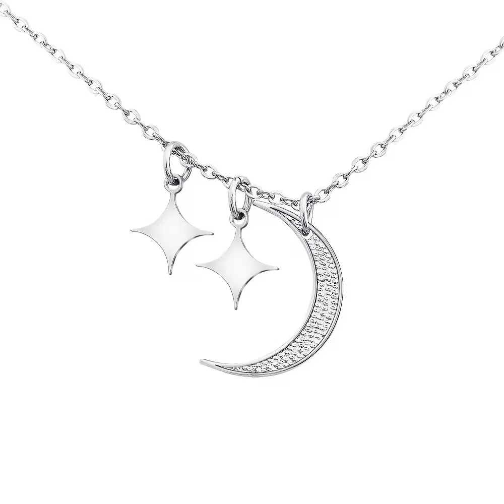 

Stainless Steel Jewlry 2021 European and American popular moon star combination Pendant Necklace crescent clavicle chain