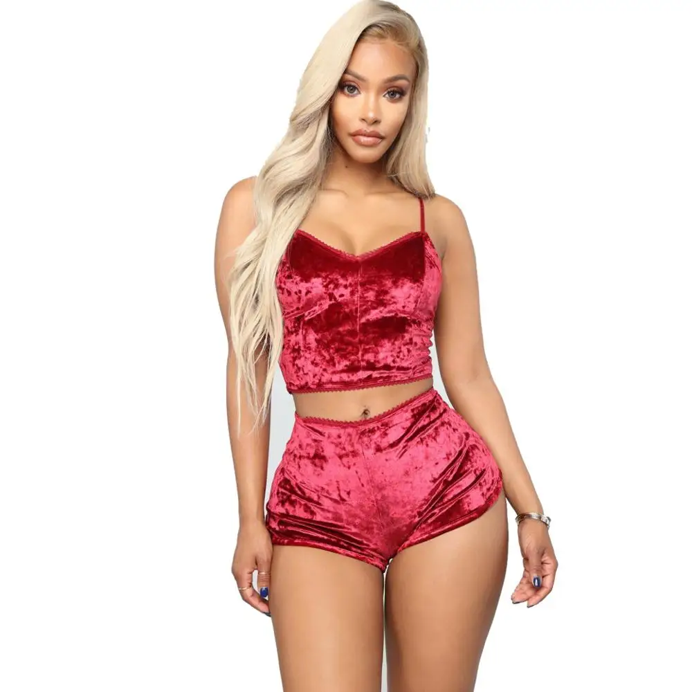 
Wholesale Woman Hot Bamboo Velvet Fabric Sexy Nighty Sex Sleepwear Pajamas Set 