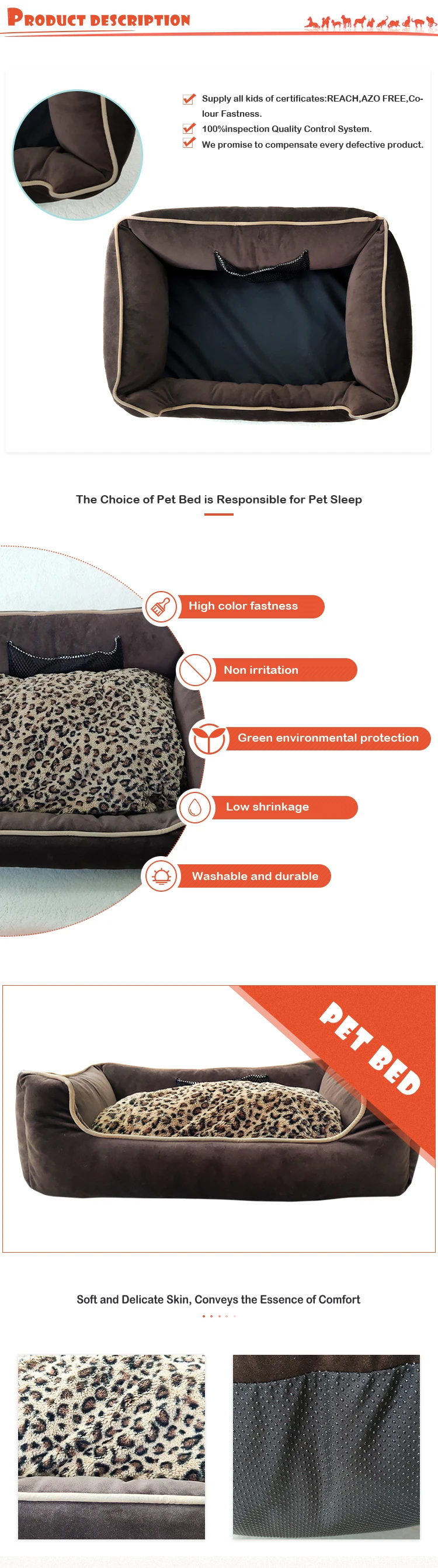 Luxury designer pet bed dog bed memory foam for dog sleeping washable pet bed