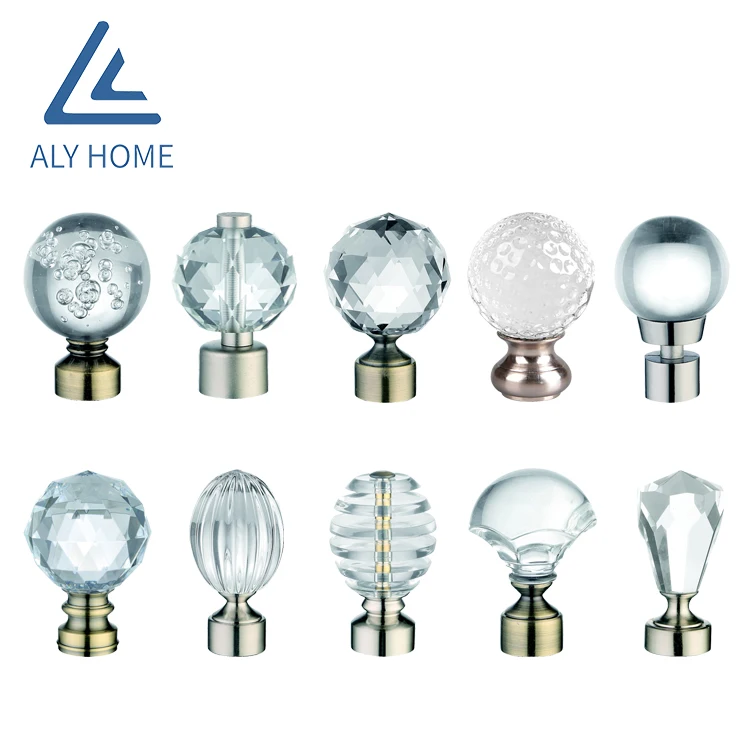 Fashional Decorated Glass Crystal Curtain Rods Finials Buy Crystal