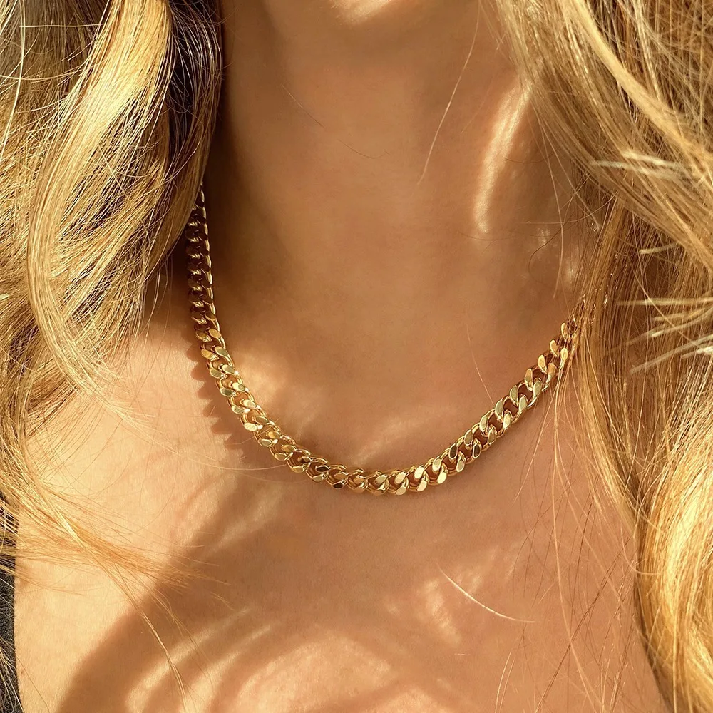 

Popular Hip Hop Link Jewelry Men Women 14k Gold Plated Necklace Stainless Steel Jewelry Necklace, Silver / gold / rose gold