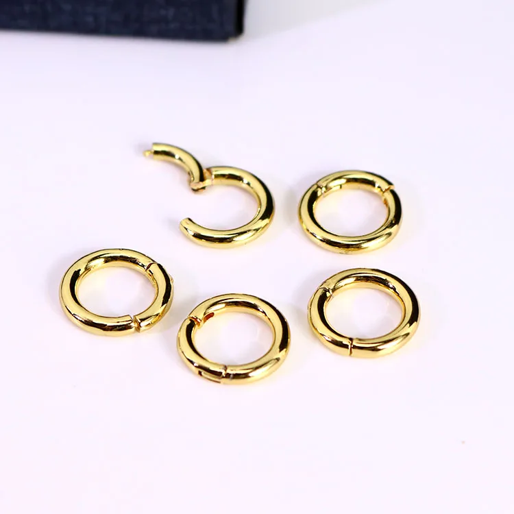 

JF1314 Gold Plated Brass Round Push-in Spring Gate Ring Clasps