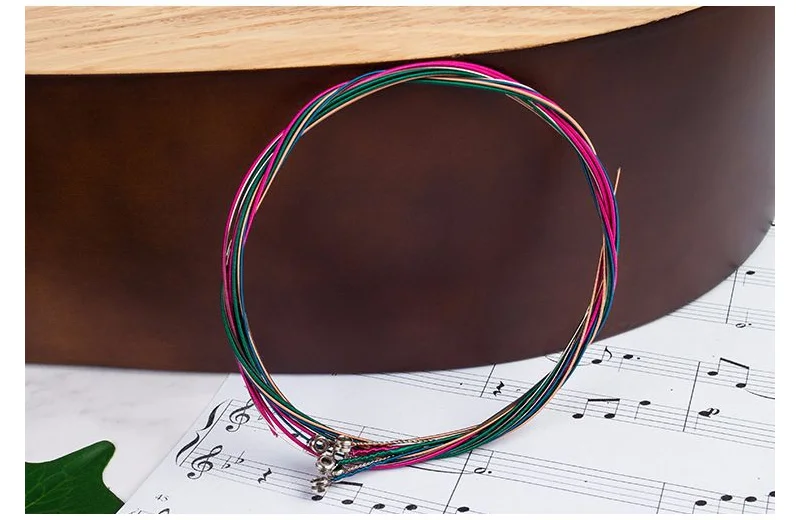 6pcs/set Acoustic Guitar Strings Colorful Guitar Strings Acoustic Folk
