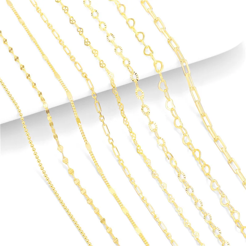 Wholesale 925 Sterling Silver Necklace Chain 18 inches DIY Heart Paper Clip Chain Beads Link Chain For Women