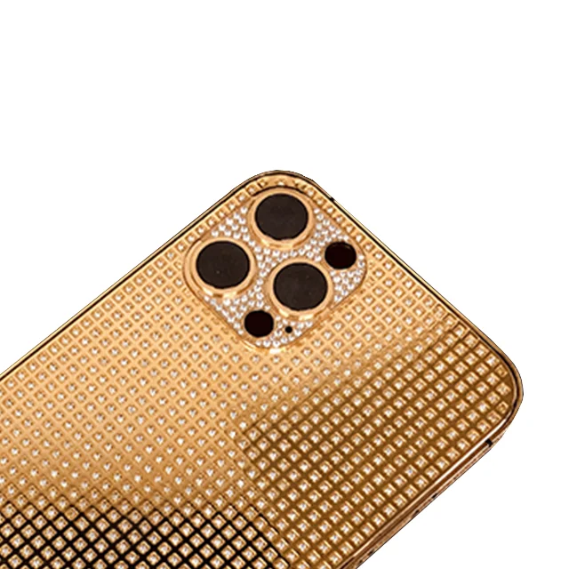 

For iPhone 11&12&13 Series Full Drill Gold Frame Housing Luxury 24K Gold Plated Mobile Phone Cover housing