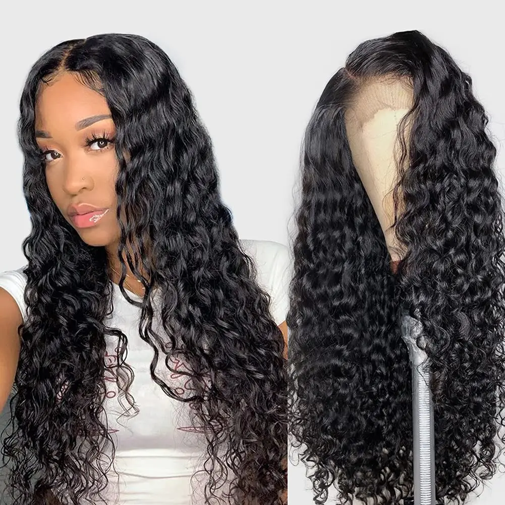 

Factory Supplier Lace Wig Unprocessed Indian Virgin Remy Hair Cuticle Aligned Water Wave 13X4 100%Human Hair Swiss Lace Wigs