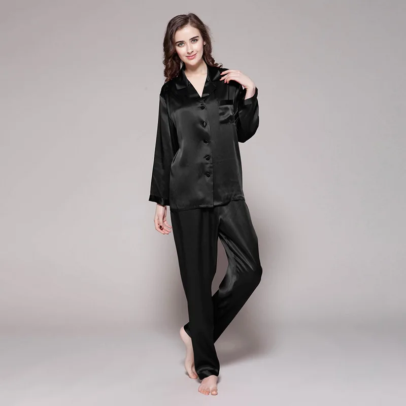 

Wholesale 22 Momme Women's Long Sleeve 2 Piece Sets Silk Pajamas Mulberry Silk Pajamas For Women Set