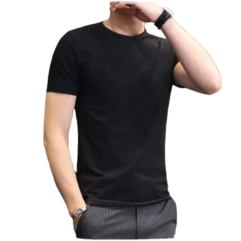 

Pure color summer men round collar short sleeve T-shirt half sleeve clothes on white men's render T-shirt unlined upper garment