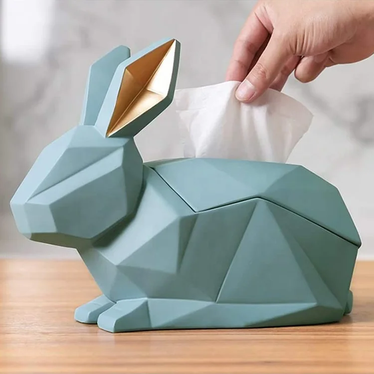 
Wholesale living room home decor geometric nordic resin rabbit tissue box 