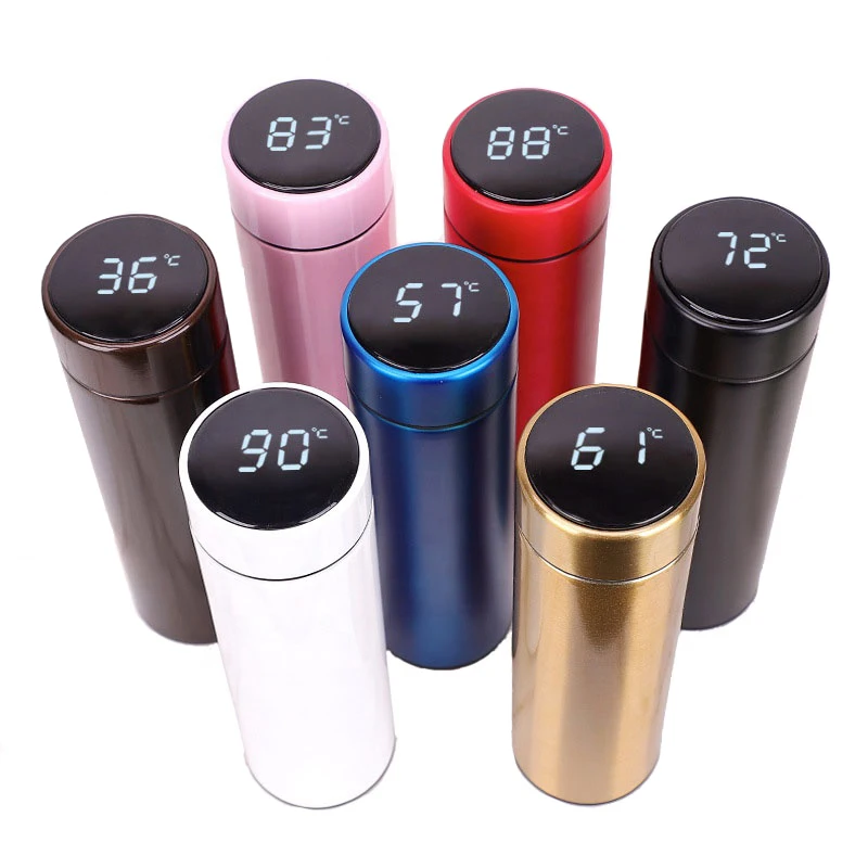 

Wholesale 500ml Custom Logo Stainless Steel Led Touch Temperature Display Smart Water Bottle