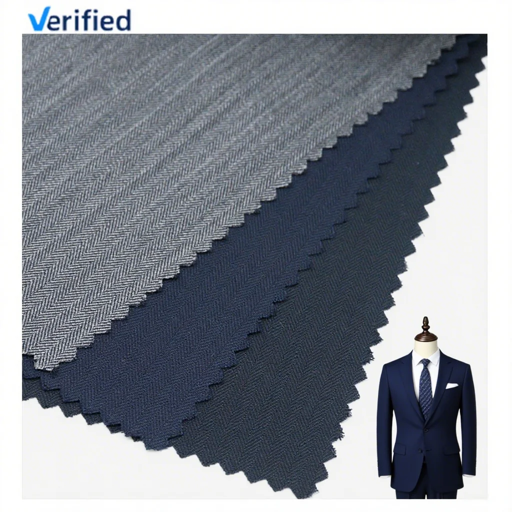 Gorgeous 50% Wool/50% Polyester Worsted Merino Wool Suit Fabric Houndstooth Patterned Woven Fabric for Men's Jackets Garments