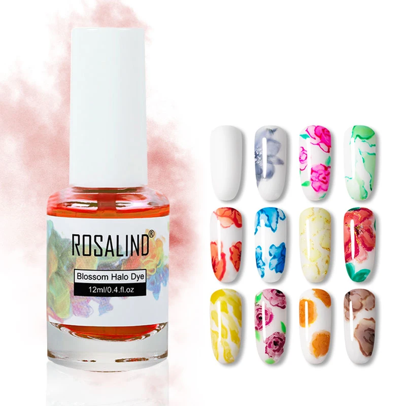 

Rosalind oem private label nail art salon 12ml 12colors blossom halo dye blooming gel soak off blossom gel polish for wholesale, 12 colors