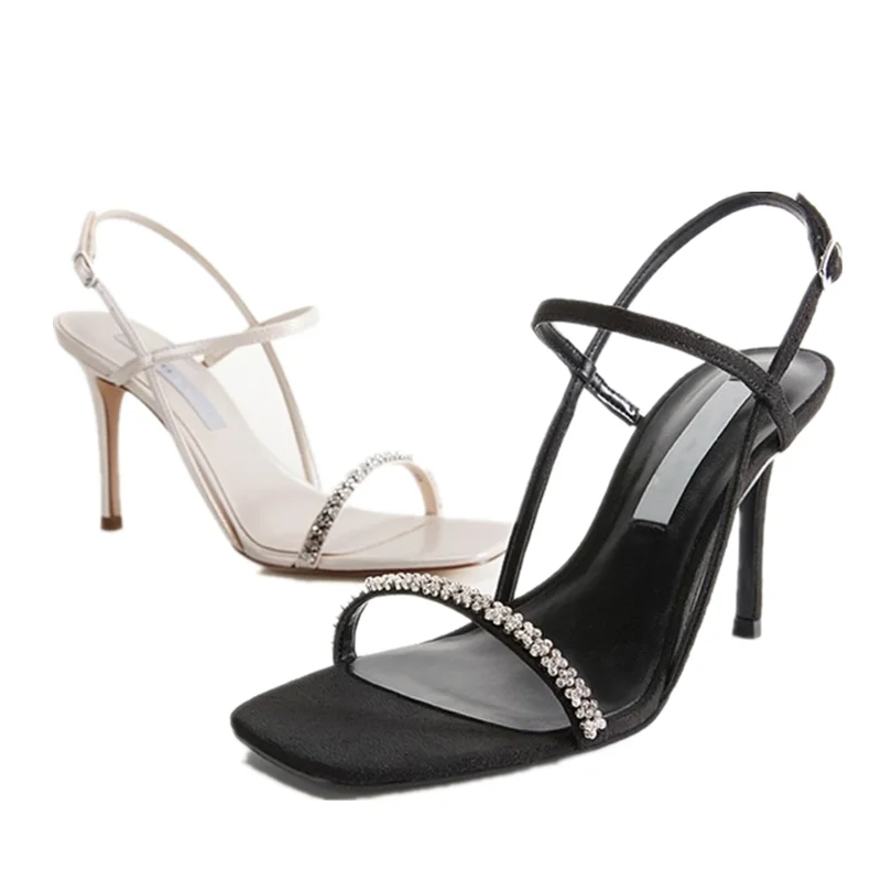 

New design formal Women's high heel Sandals wedding chaussures femmes Shining rhinestone shoes belt buckle for ladies