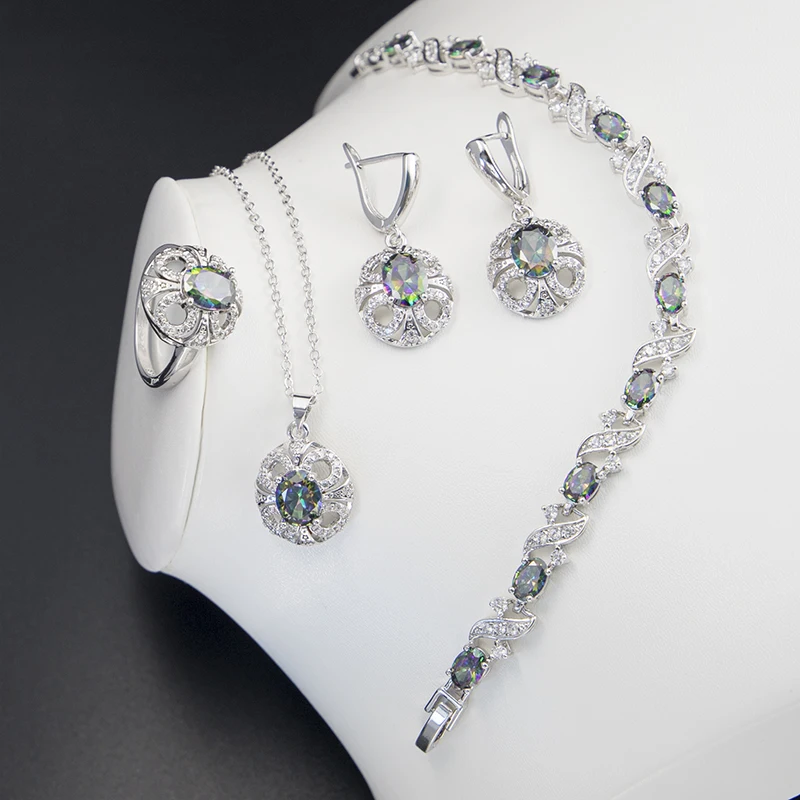 

Face Shape 925 Sterling Silver Jewelry Set With Zircon 18k Gold Jewelry, Picture shows