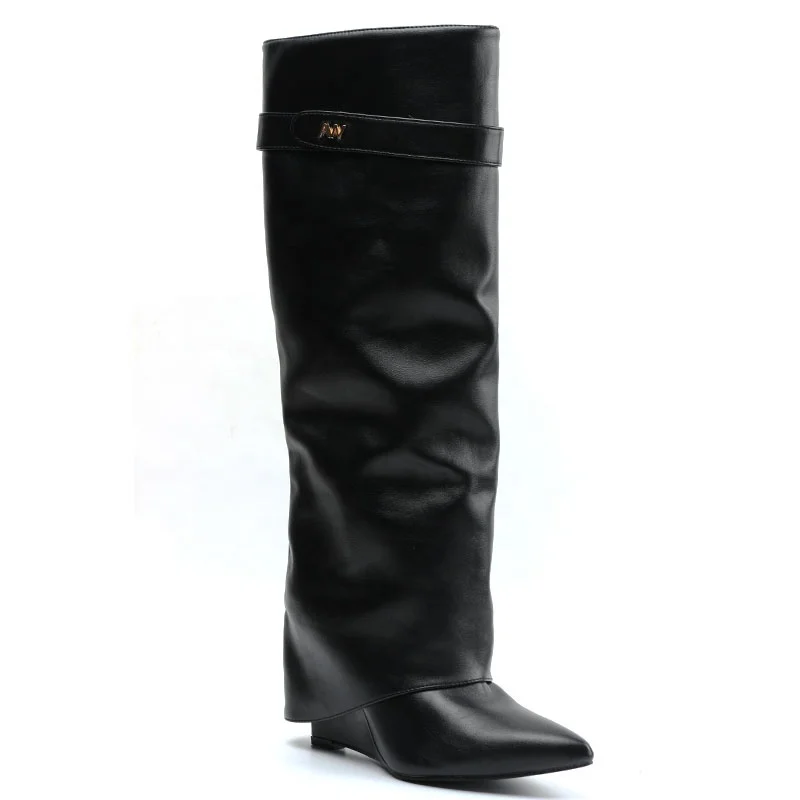 

long boots for women with heels pointed toe zipper women winter leather knee high boots shoes 2021