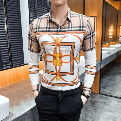 

2021 new spring new silming plaid patterns custom t-shirt printing for men