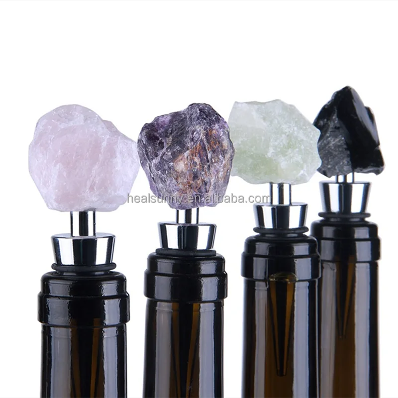 

Custom Beauty of Nature Stone Wine Stopper Silver Plated Wine Bottle Stopper New Bar Wine Tools Decoration