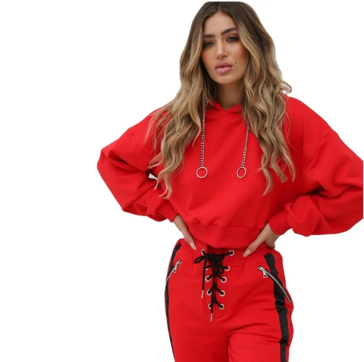 

Autumn New Design solid color street fashion casual long sleeve women hoodie